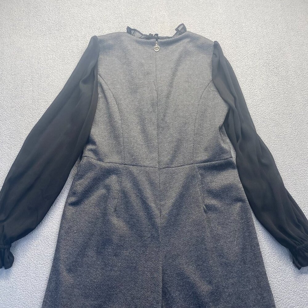 Tommy Hilfiger Women's Gray Herringbone Self Tie Neck Cropped Jumpsuit Size 8 - Picture 11 of 13